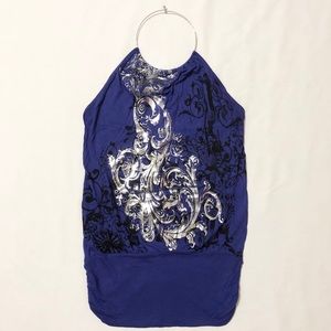 Like New - Papaya Halter Top with Metal Neck Ring